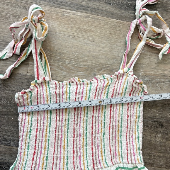 Polagram Multicolor Stripe Smocked Tie Strap Maxi Dress Size M - Picture 4 of 13